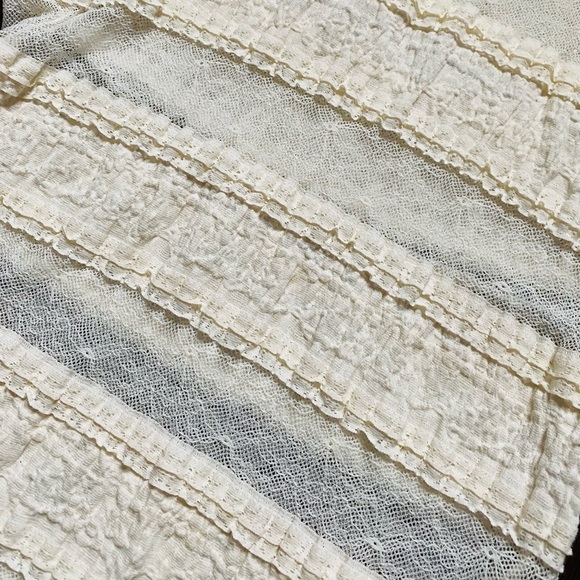 Anthropologie Sheer Turtleneck Long Sleeve in Ivory with Asher Panels Size Small - Picture 7 of 7